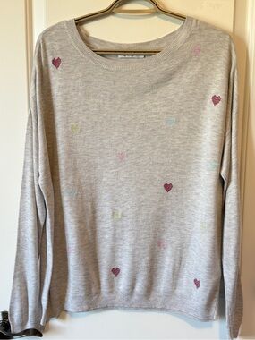 Reitmans embroider hearts lightweight sweater sz XL